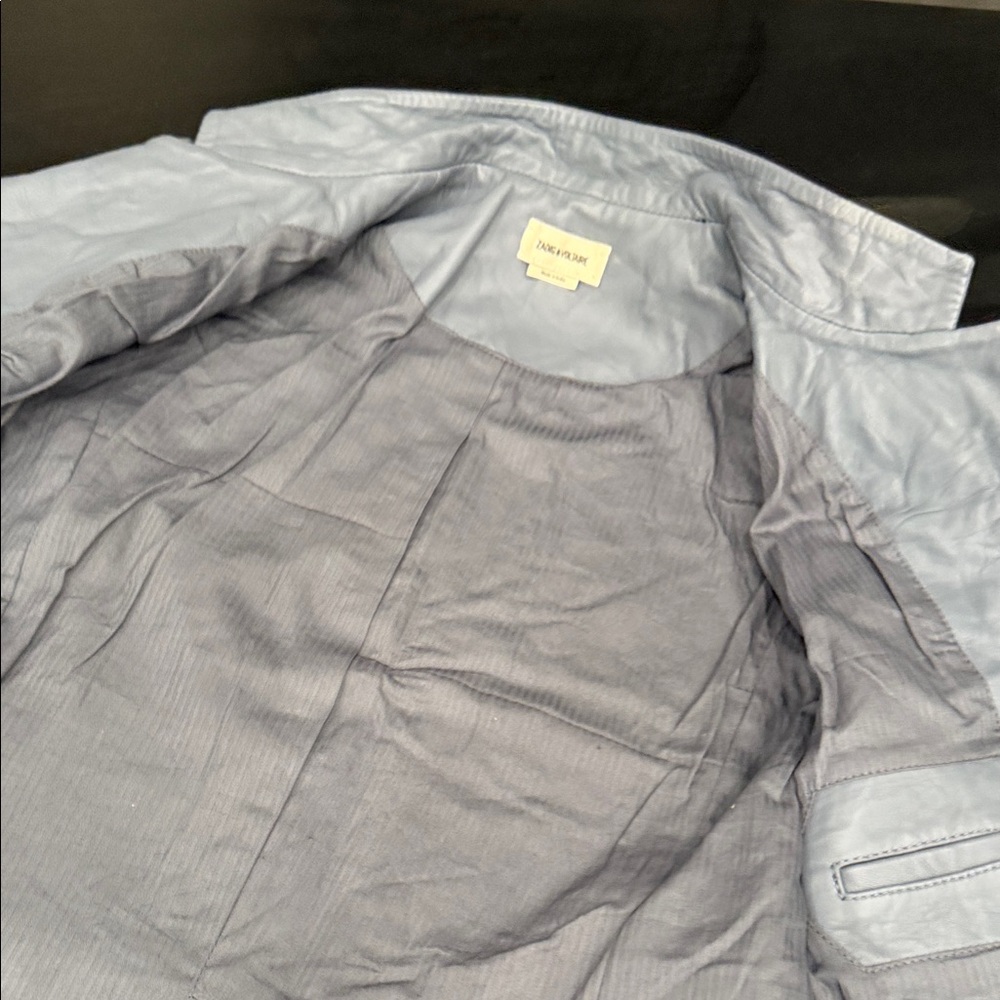 Zadig & Voltaire Verys Light Blue Leather Blazer NEW NEVER WORN - Picture 5 of 9